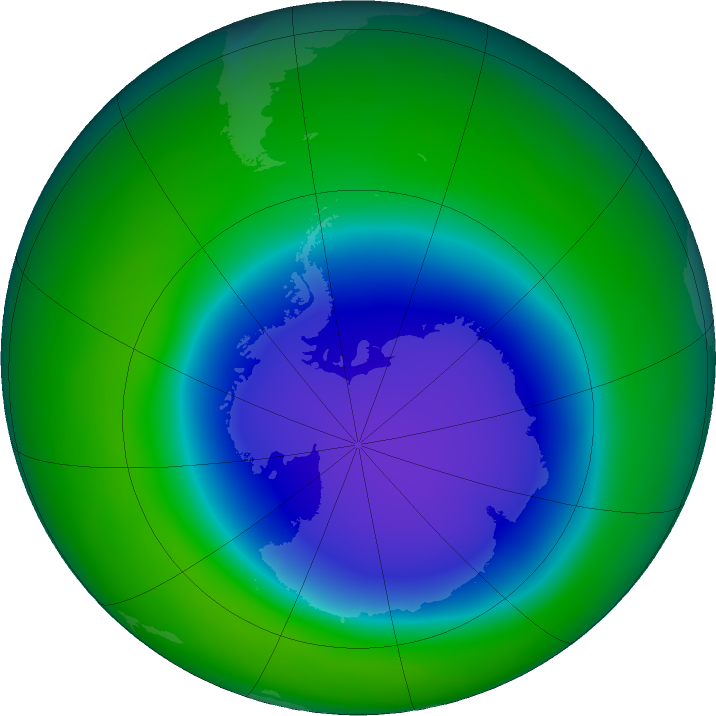 Antarctic ozone map for November 2020